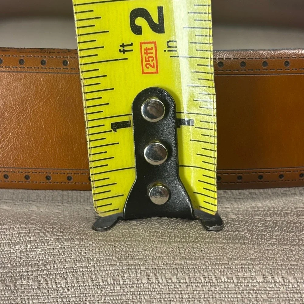 Johnston & Murphy Brogue Leather Belt Mens 36 Tan Excellent Old Money